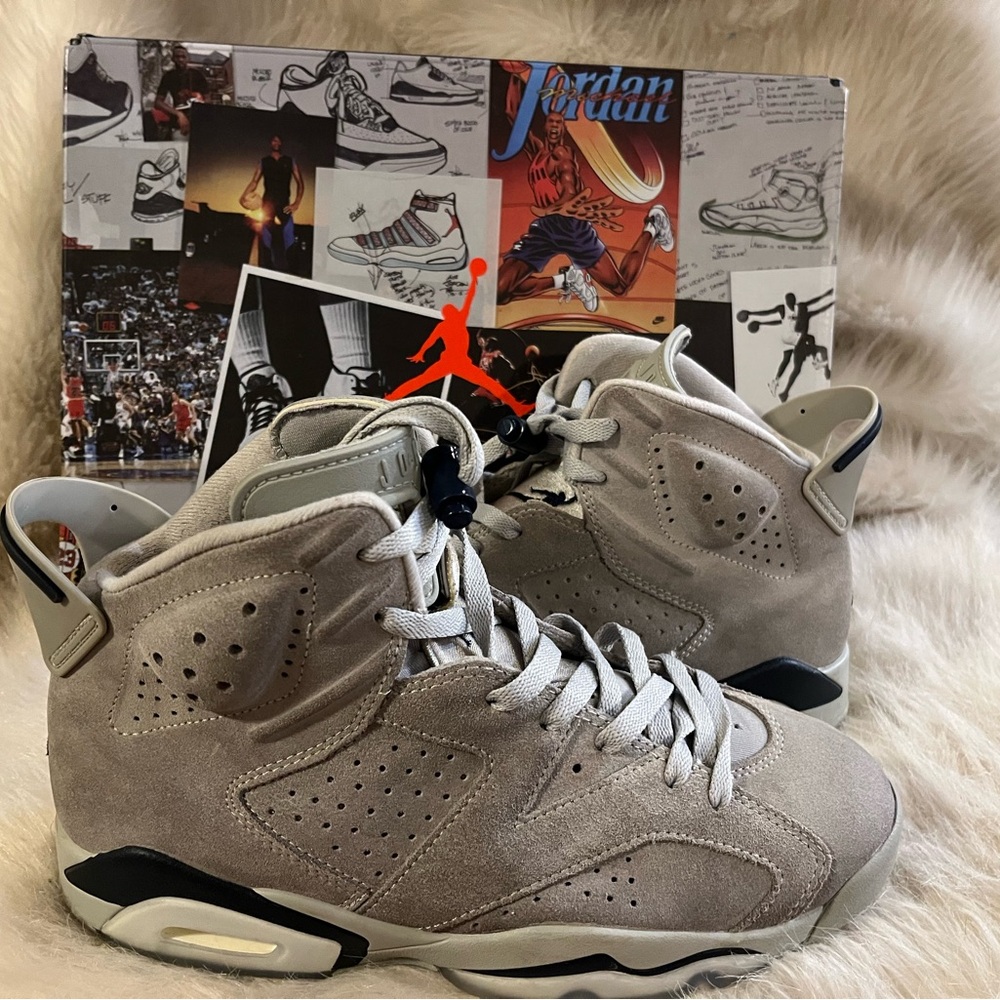 Jordan 6 Retro Suede Sneakers in Light Gray Navy Blue Size 7.5 men’s OG Retro